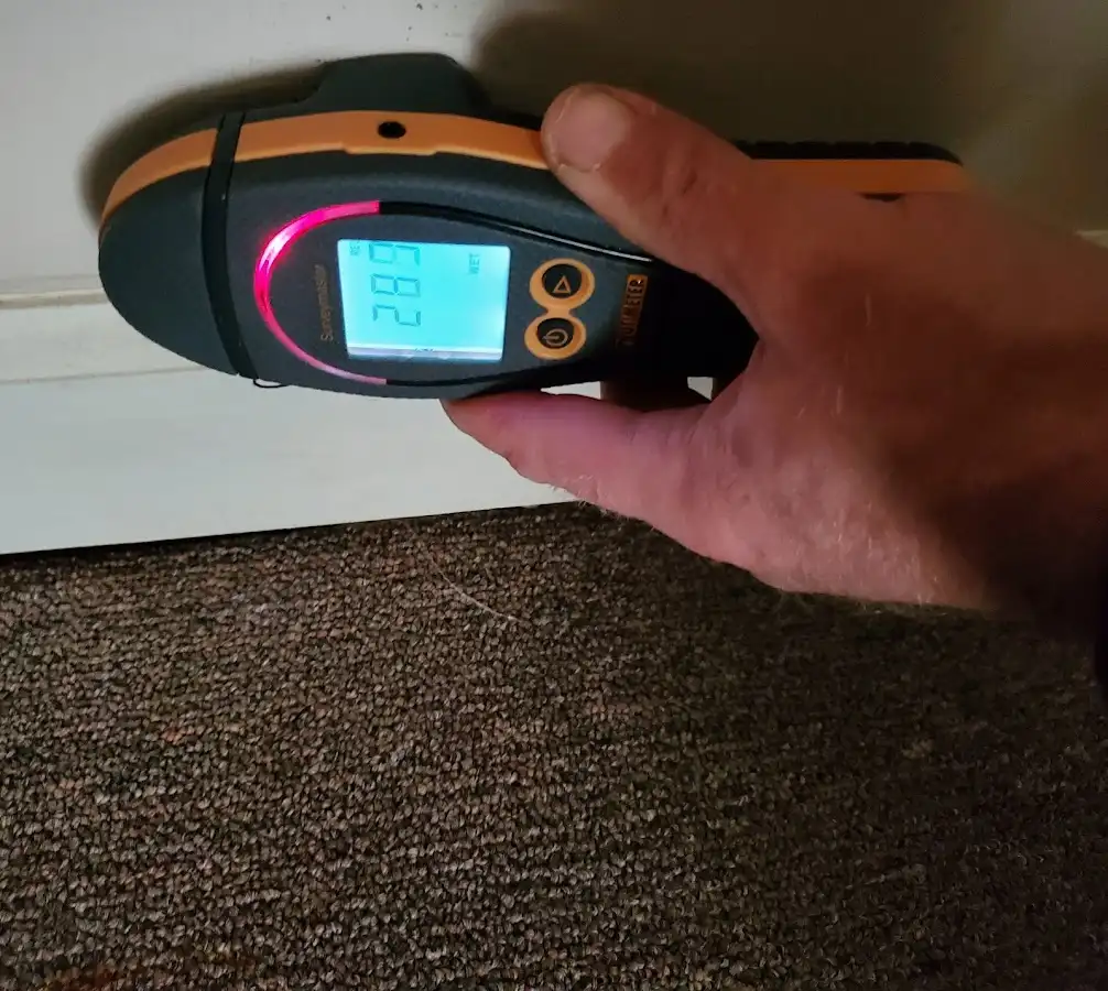 Moisture detection at baseboard during Sewage Cleanup & Sanitation in Ruston