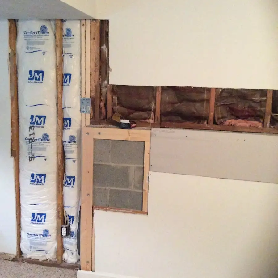 Wall insulation replacement during Basement Flood Cleanup in Ruston